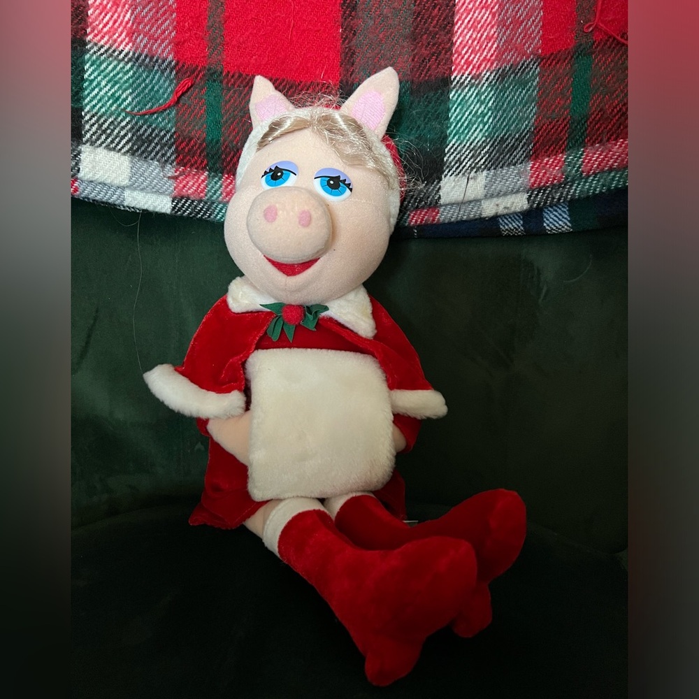 Vintage Miss Piggy Jim Henson Muppets Nanco red and white Christmas 16" plush